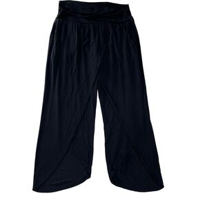 Athleta Black Release Pant Modal Wrap Wide Leg Athleisure Pants Size L